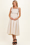 Cream Scallop Edge Side Cutout Maternity Midi Dress