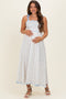 Blue Floral Scallop Hem Shoulder Tie Maternity Midi Dress