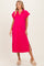 Fuchsia Collared Oversized Maternity Midi Dress