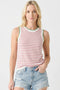Pink Striped Stitch Detail Knit Tank
