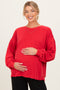 Red Oversized Cutout Back Maternity Sweatshirt
