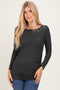 Charcoal Soft Knit Ruched Top