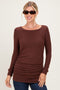 Brown Soft Knit Ruched Top