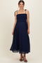 Navy Shoulder Tie Maternity Midi Dress