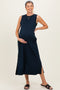 Navy Sleeveless Maternity Midi Dress