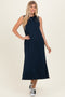 Navy Sleeveless Midi Dress