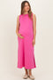 Fuchsia Sleeveless Maternity Midi Dress