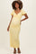 Yellow Knit Twisted Bust Short Sleeve Maternity Midi Dress
