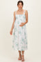 Sage Floral Smocked Maternity Midi Dress