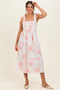 Peach Floral Smocked Midi Dress
