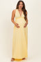 Yellow Sleeveless Deep V-Neck Maternity Maxi Dress