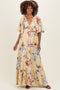 Yellow Floral V-Neck Maternity Maxi Dress