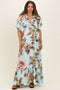 Mint Floral V-Neck Maternity Maxi Dress