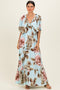 Mint Floral V-Neck Maxi Dress