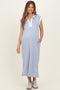 Light Blue Colorblock Polo Maternity Midi Dress