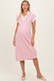 Pink Striped Polo Maternity Midi Dress