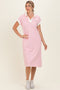 Pink Striped Polo Midi Dress