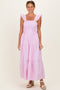 Pink Striped Ruffle Strap Smocked Maxi Dress