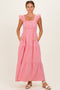 Red Gingham Ruffle Strap Smocked Maxi Dress