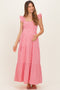 Red Gingham Ruffle Strap Smocked Maternity Maxi Dress