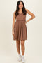Mocha Ribbed Sleeveless Lettuce Trim Mini Dress