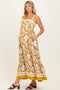 Golden Yellow Floral Sleeveless Maternity Maxi Dress
