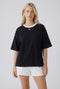 Black Relaxed Fit Contrast Neckline Tee