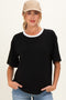 Black Relaxed Fit Contrast Neckline Maternity Tee