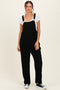 Black Straight Leg Adjustable Overalls