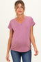 Mauve Slub Knit Maternity V-Neck Top