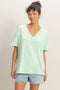 Mint Washed V-Neck Oversized Tee