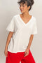 White Washed V-Neck Oversized Tee