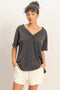 Black Washed V-Neck Oversized Tee