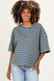 Tan Oversized Striped Maternity Boyfriend Tee