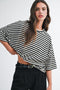 Ivory Oversized Striped Boyfriend Tee