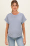Denim Blue Striped Short Sleeve Maternity Top