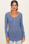 Denim Blue Ribbed Henley Top