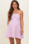 Light Pink Striped Strapless A-Line Maternity Dress