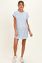 Light Blue Textured Stripe Knit Maternity T-Shirt Dress