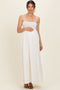 Off White Pom Pom Strap Smocked Maternity Maxi Dress