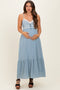 Blue Lace Accent Maternity Maxi Dress