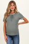 Olive Waffle Knit Lace-Up Maternity Top