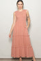 Mauve Smocked Sleeveless Tiered Maxi Dress