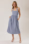 Navy Gingham Halter Neck Midi Dress