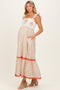 Coral Floral Embroidered Maternity Maxi Dress