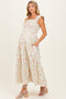 Cream Floral Smocked Maternity Maxi Dress