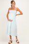 Sage Striped Smocked Ruffle Accent Maternity Midi Dress