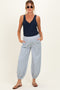 Blue Striped Patch Pocket Maternity Pants