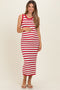 Red Striped Crochet Knit Maternity Midi Dress