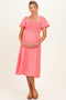 Red Gingham Smocked Maternity Midi Dress